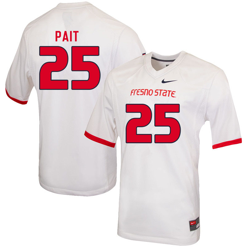 Men #25 Emari Pait Fresno State Bulldogs College Football Jerseys Sale-White